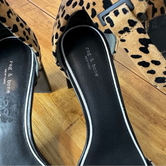 Rag & Bone Ellis Cheetah Print Leather Ankle Strap Buckle Block Heels Size 38.5 - Picture 4 of 8